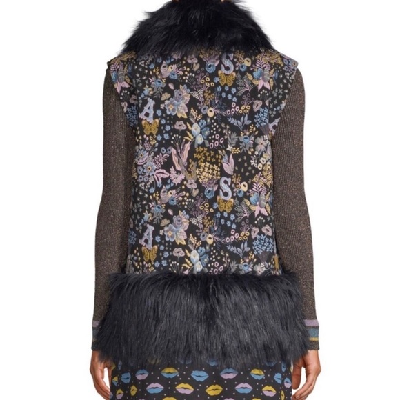Sui by Anna Sui Colorful Tapestry Fur Vest L - Picture 3 of 17